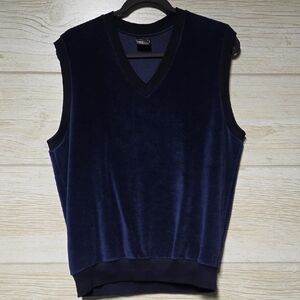 Vintage Navy Blue Velvet Sleeveless Sweater